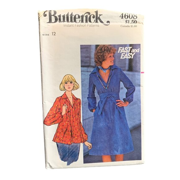 Butterick 4608 Sewing Pattern Misses Dress & Top Size 12 - uncut - Picture 1 of 2